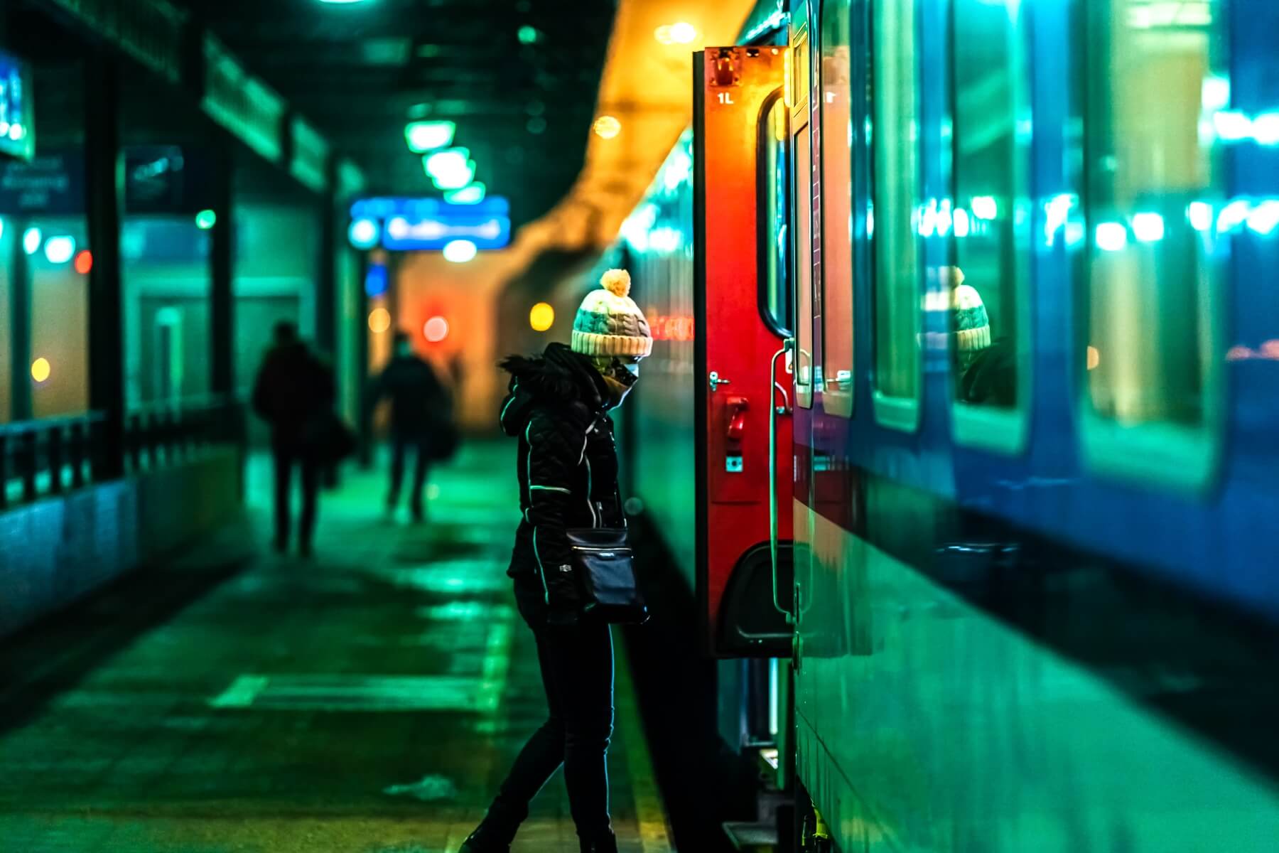 Woman Boarding A Night Train At The Station 2026 01 07 02 05 07 Utc